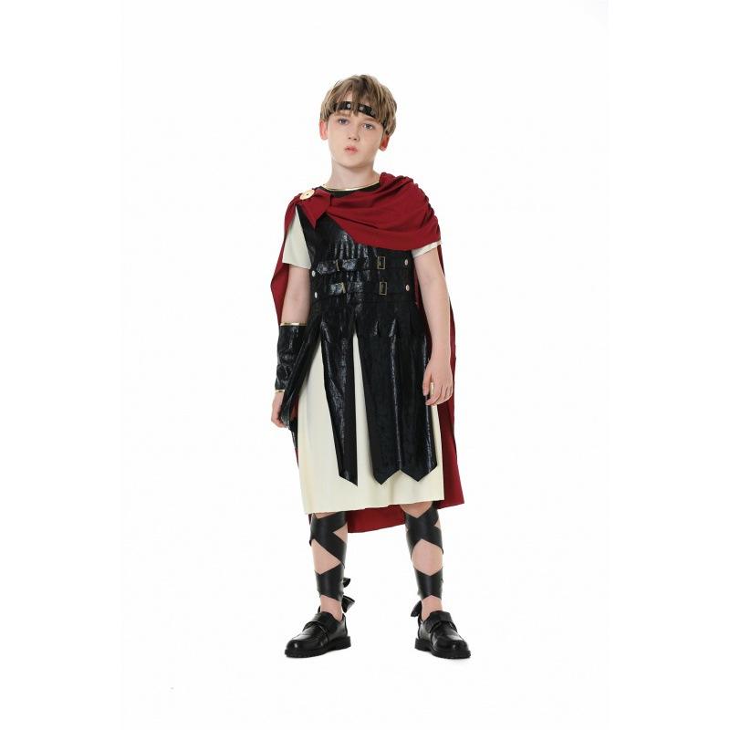 Unisex Spartan Unique Costume For Boys And Girls With Eyecatching Shield And Cloak