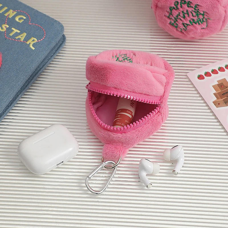 Plush Storage Bag Mini Headphone Bag For Girls Makeup Bag Student Purse For Women