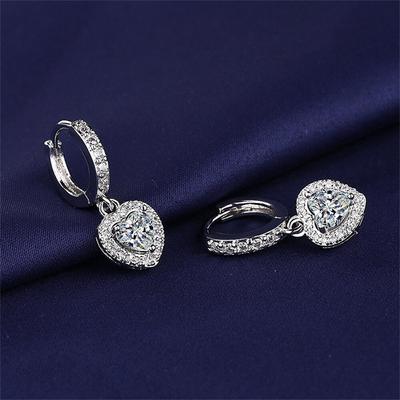 Nuovi orecchini da donna in argento sterling 925 a forma di cuore, ciondolo alla moda, alta qualità, zircone, un paio, orecchini a bottone, gioielli, regalo