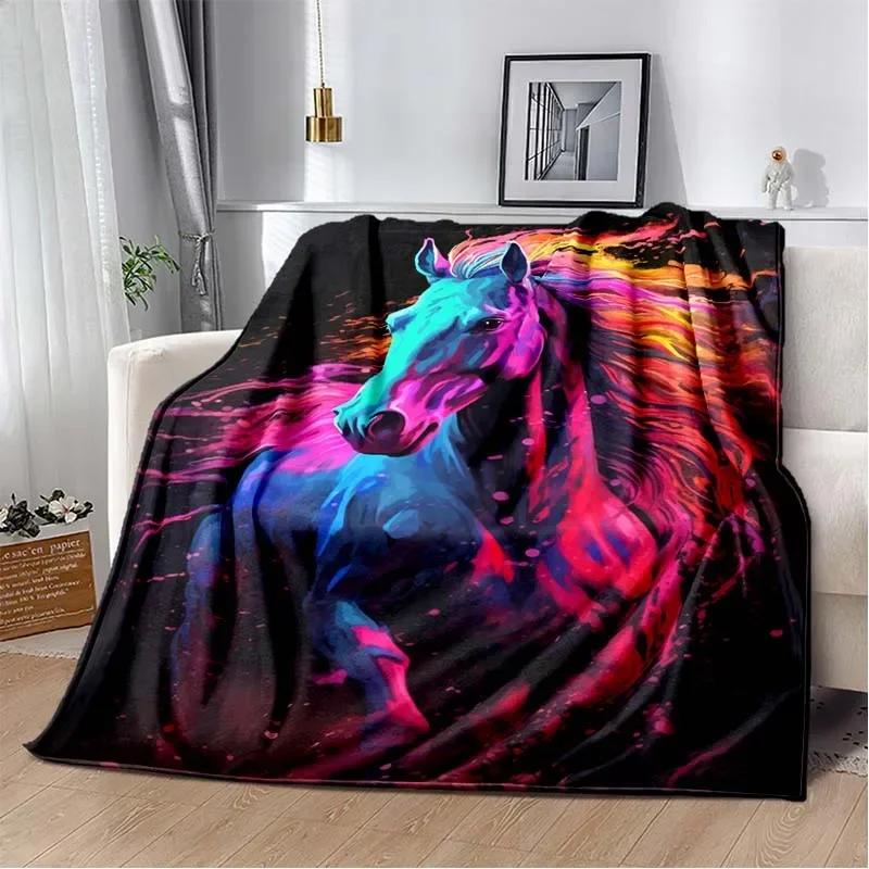 3D Print Cartoon Pentium Horse Flannel Blanket,Multi-purpose Holiday Gift Blanket Warm And Soft Blankets All Seasons