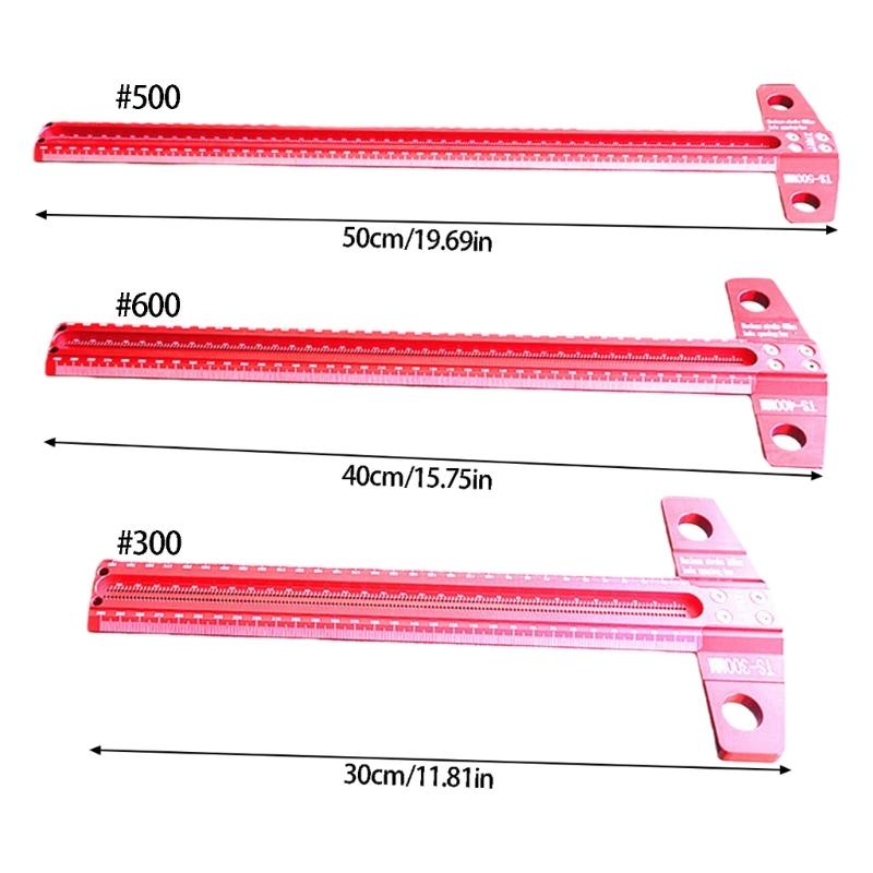 High Strength Marking T Ruler Aluminum Woodworking Scriber Marking Gauge Deluxe Hole Scribing Ruler