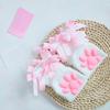 Cute Coral Velvet Cat Paw Plush Socks Paw Pads Kitten Claw 3D Cat Paw Socks Cold-proof Sleep Sock Bowknot Warm Socks Gift