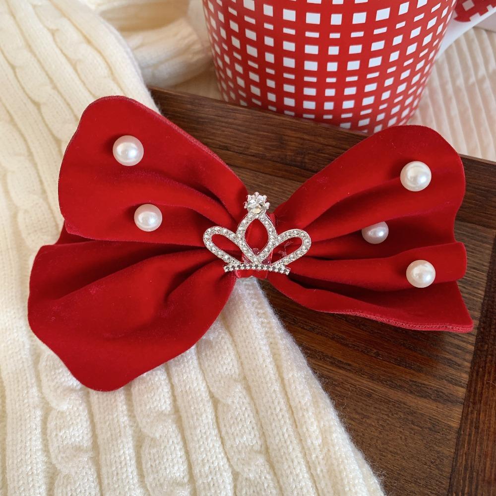 Cloth Velvet Red Bow Hairpin Plush Ancient Style Hairpin Cute Hanfu Hair Sticks  Baby