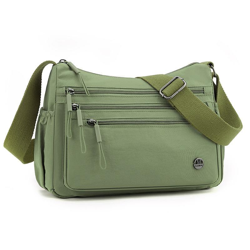 Texture Versatile Solid Color Multi-pocket Practical Nylon Cloth Bag New Solid Color Casual Oblique Span Shoulder Bag
