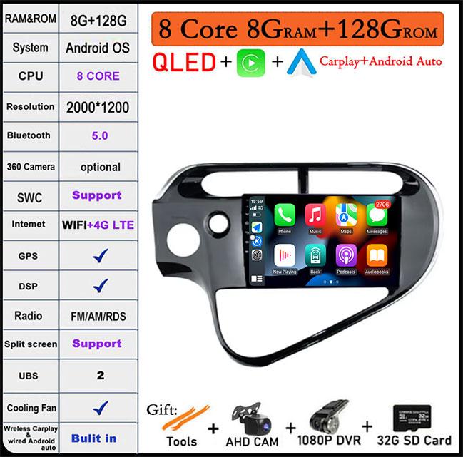 For Toyota AQUA Prius C 2018 - 2020 Android 14 DSP Car Radio Multimedia Video Player Stereo GPS Carplay Auto 4G LTE