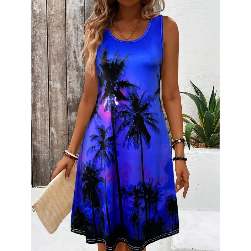 Summer Tropical Printed Women's Beach Vest Dress