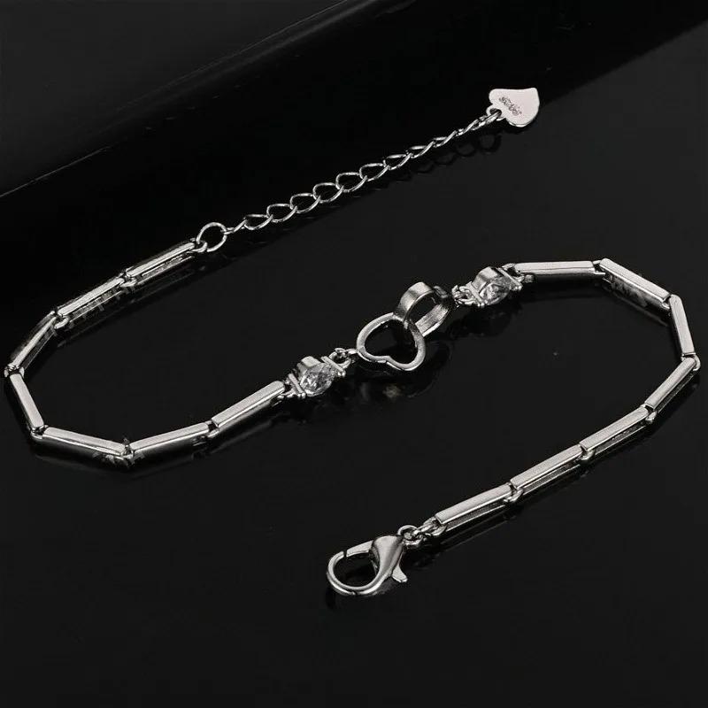 925 Silver Double Heart Charms Bracelet for Women New Arrival Geometric Zircon Adjustable Bracelet Exquisite Jewelry