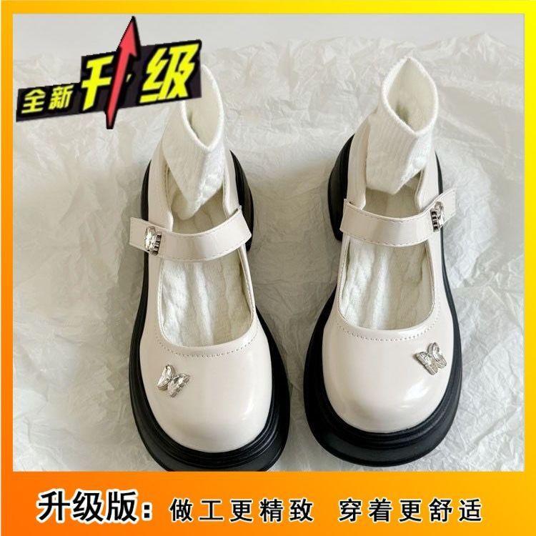 2025 new summer popular small leather shoes temperament casual rhinestone butterfly out Lolita Mary Jane single shoes
