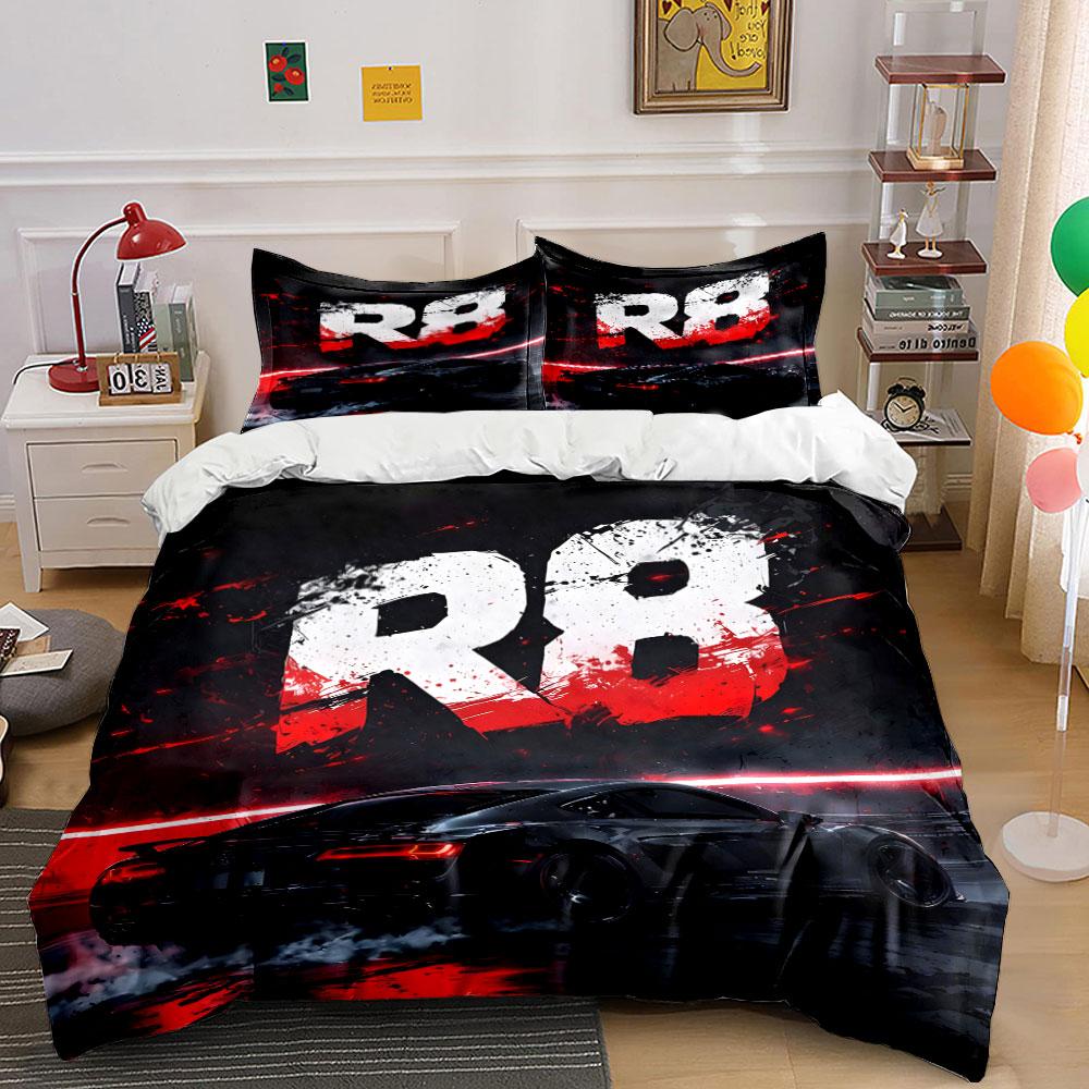 Sports Car R8 Graphic Design Bedding Duvet Cover Set (1*Duvet Cover 2*Pillowcases, without duvet insert)