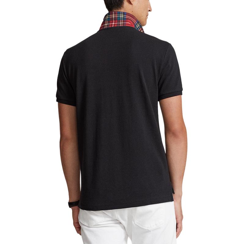 Polo Ralph Lauren SS24 Vzorované Pánské Polo tričko s krátkým rukávem, úzkého střihu, s kulatým výstřihem, černé MNPOKNI1N822583-001