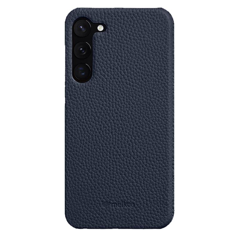 MELKCO For Samsung Galaxy S22 5G Genuine Cow Leather Coated PC Phone Shell Incomplete Cover