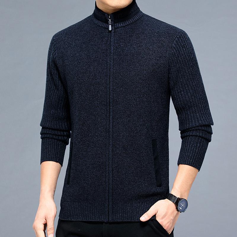 Премиальный мужской шерстяной кардиган с воротником-стойкой: Универсальный, Модный, Утолщенный Кашемировый Трикотаж 165