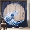 Japanese Ceramic Handicraft Waterproof Polyester Fabric Waterproof Polyester Fabric Bathroom Curtain 180 X 200cm with 12 Hooks