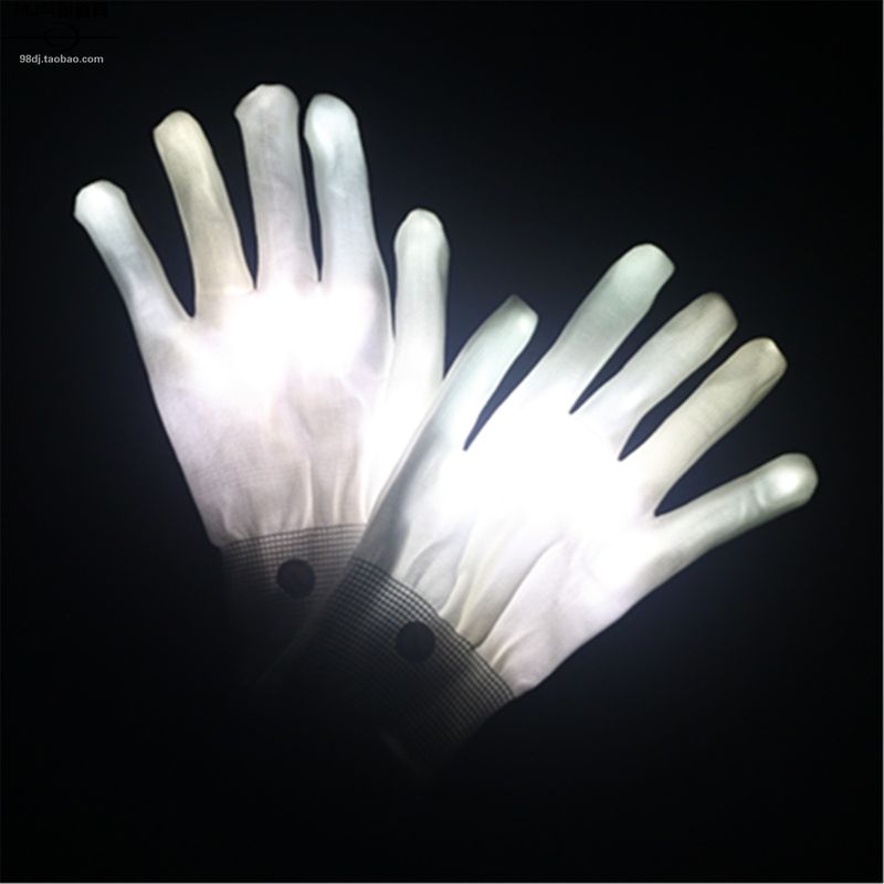 

Light-up Gloves Led Luminous Fluorescence Colorful Bar Nightclub Atmosphere Props Neutral Hand Shadow Dance Performance Supplies White kids(Single-sided luminescence) One size