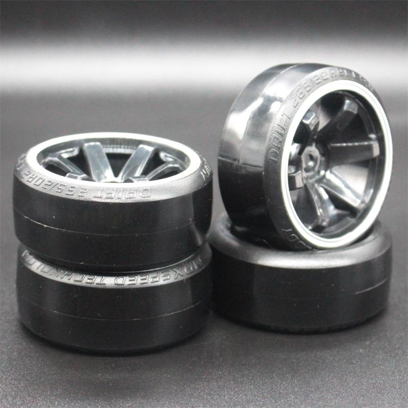 4Pcs RC 1:10 Drift Car Plastic Wheel Rim &Tyre Tires For HSP 94123/94122/94103/D4/D3