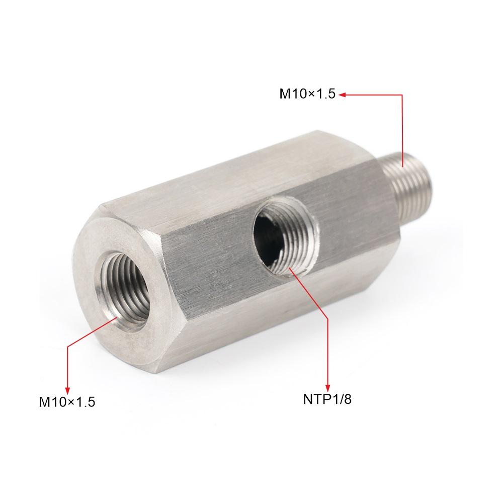 Side Holes Oil Pressure Sensor Connector 1/8 NPT Female To 1/4NPT 1/8NPT 1/8BSPT M10 M12 M14*1.5 Feed Line Gauge Tee Adapter