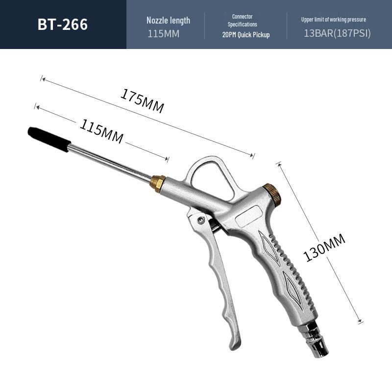 Pneumatic Blow Gun BT-168, Aluminum Alloy High Pressure Dust Removal Tool with Copper Nozzle.