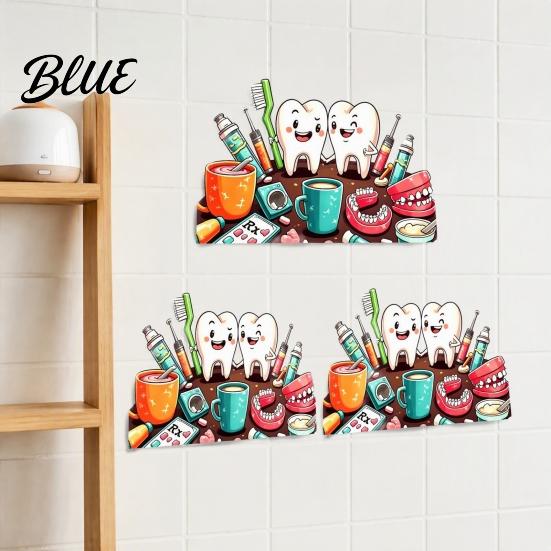 Versatile Adhesive Wall Decals Cartoon Smiling Teeth Decals Dental Tools Self-Adhesive Stickers Funny Stickers for Bathroom Art Kids Bedroom Clinic