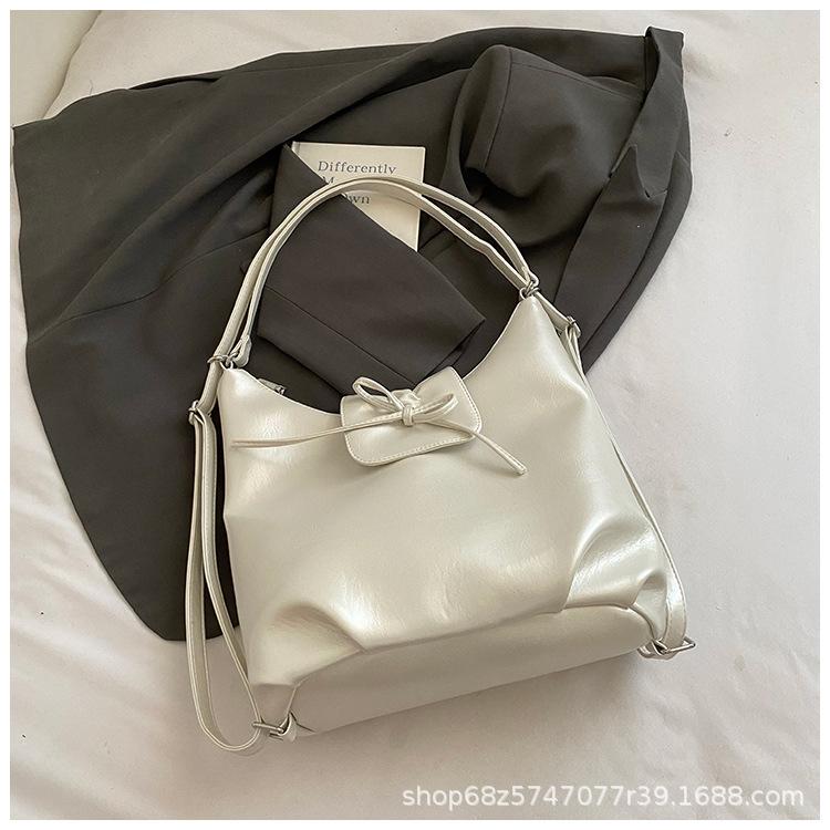 

Commuter trend underarm bag women 2025 new fashion bow tote multi-purpose messenger bag large capacity backpack