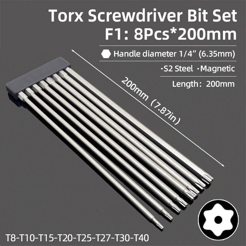 50/75/100/150mm Security Tamper Proof Magnetic Screwdriver Set Drill Bit Screw Driver Bits Hex Torx Flat Head 1/4" Hand Tools