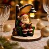 Functional Desktop Decoration Christmas Santa Claus Reading Lantern, Snowman Elk LED Night Light with Warm Decorative Lights Glow, USB Resin Tabletop