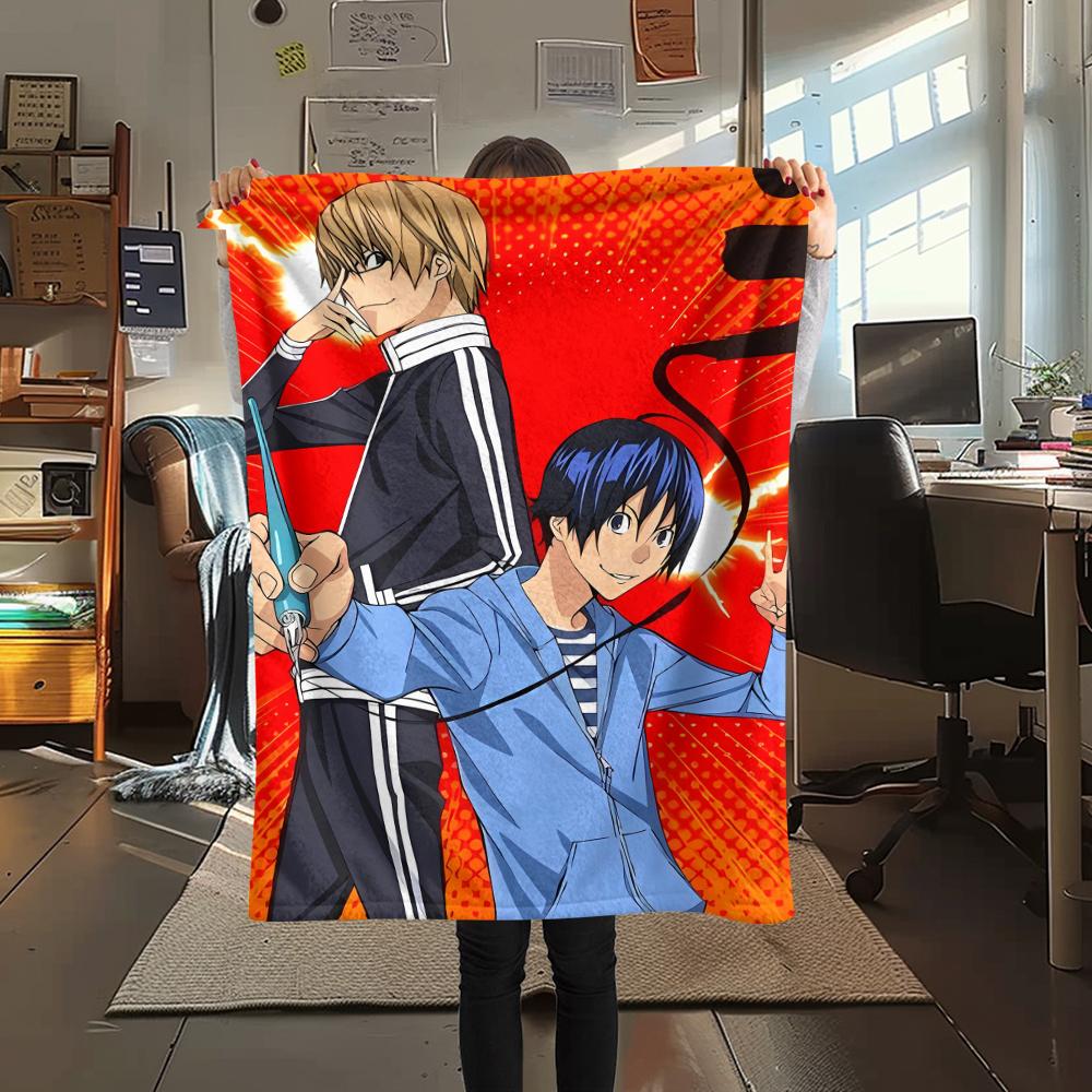 1PC Bakuman Print Flannel Blanket, High quality All Seasons, Home Decor, Warmth and Comfort, Perfect for Christmas Gifts
