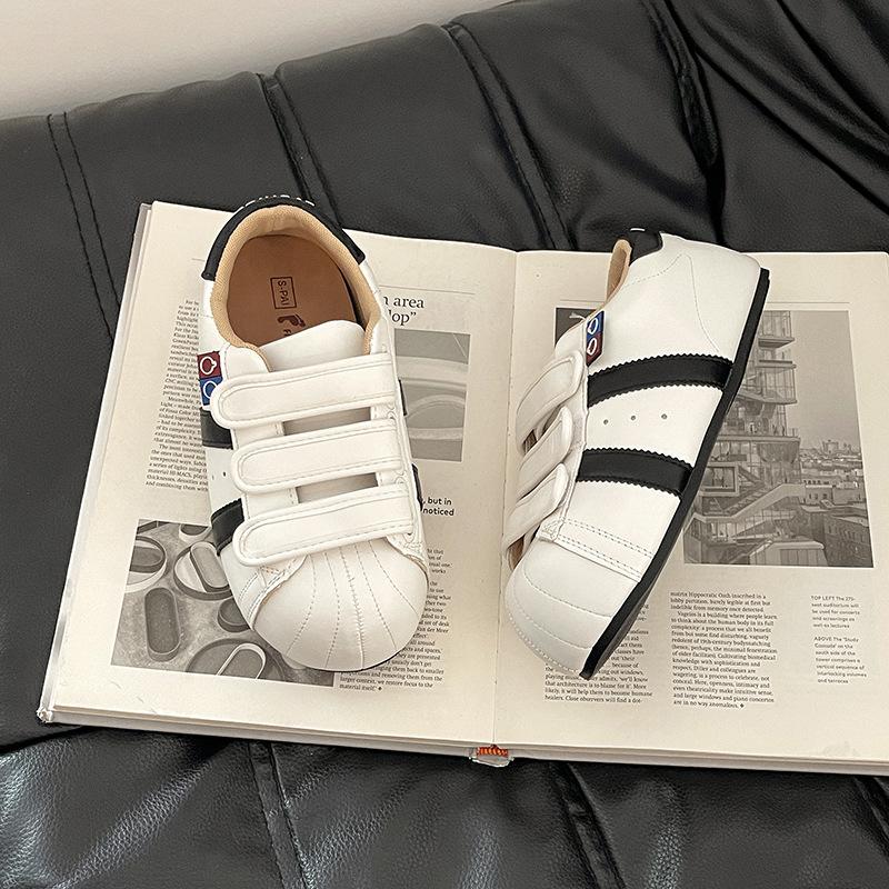 

Полосатые туфли-липучки с круглым носком, женские летние, новые, верхняя одежда, повседневная обувь, маленькие белые туфли, кеды 40 белый