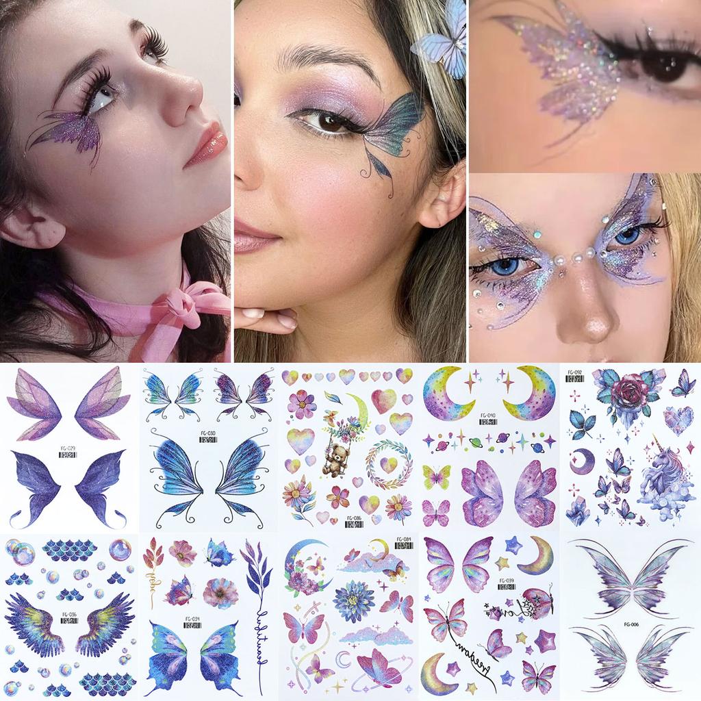 Party Stickers, Trendy Gold and Silver Embossed Valentine's Day Tattoo Stickers, Waterproof and Long-lasting Fake Tattoo Stickers