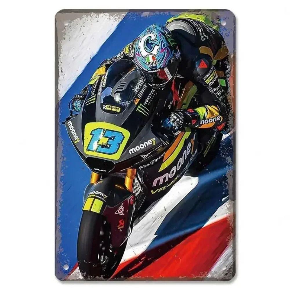 Placca in Latta Vintage Moto, Decorazione Garage Officina Dacha 20x30cm