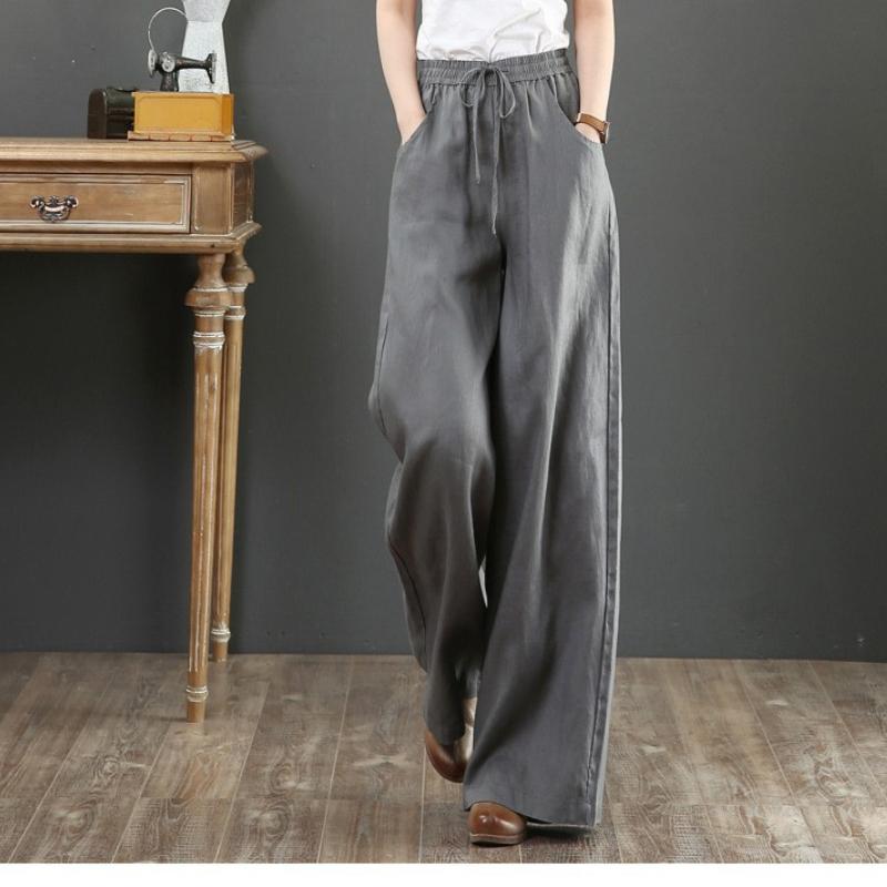 Sixteen-color Spring and Summer Cotton and Linen Women's Loose Large Size Wide-leg Pants, High-waist Mopping Pants, Straight-leg Pants