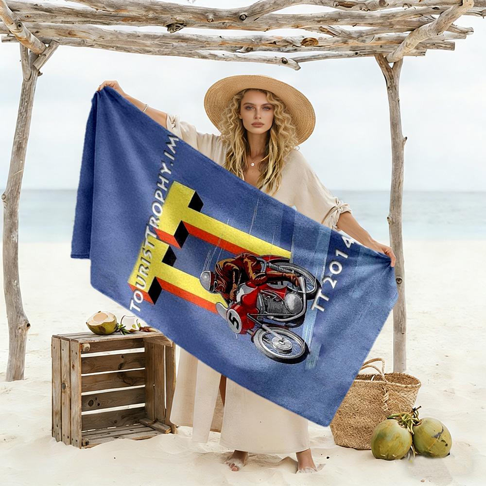 Isle Man Tt Beach Towel High Absorbency & Quick-Dry Comfortable Lightweight Perfect for Traveling Yoga Camping and Swimming