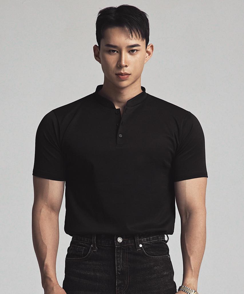 ASTROVE Tight Henry Muscle Fit T-Shirt Black