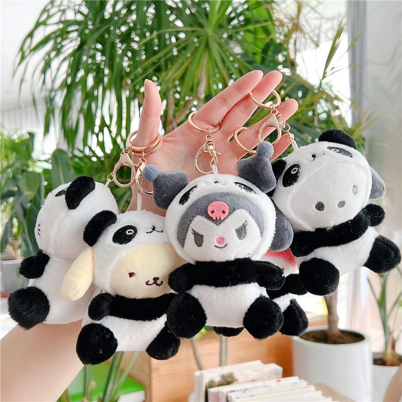 Cute Panda Plush Keychain Doll Cartoon Stuffed Animal Pendant Bag Charm Accessory