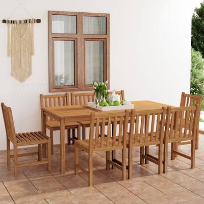 Vidaxl 9-Cz. Garden Furniture Set, Solid Teak Wood