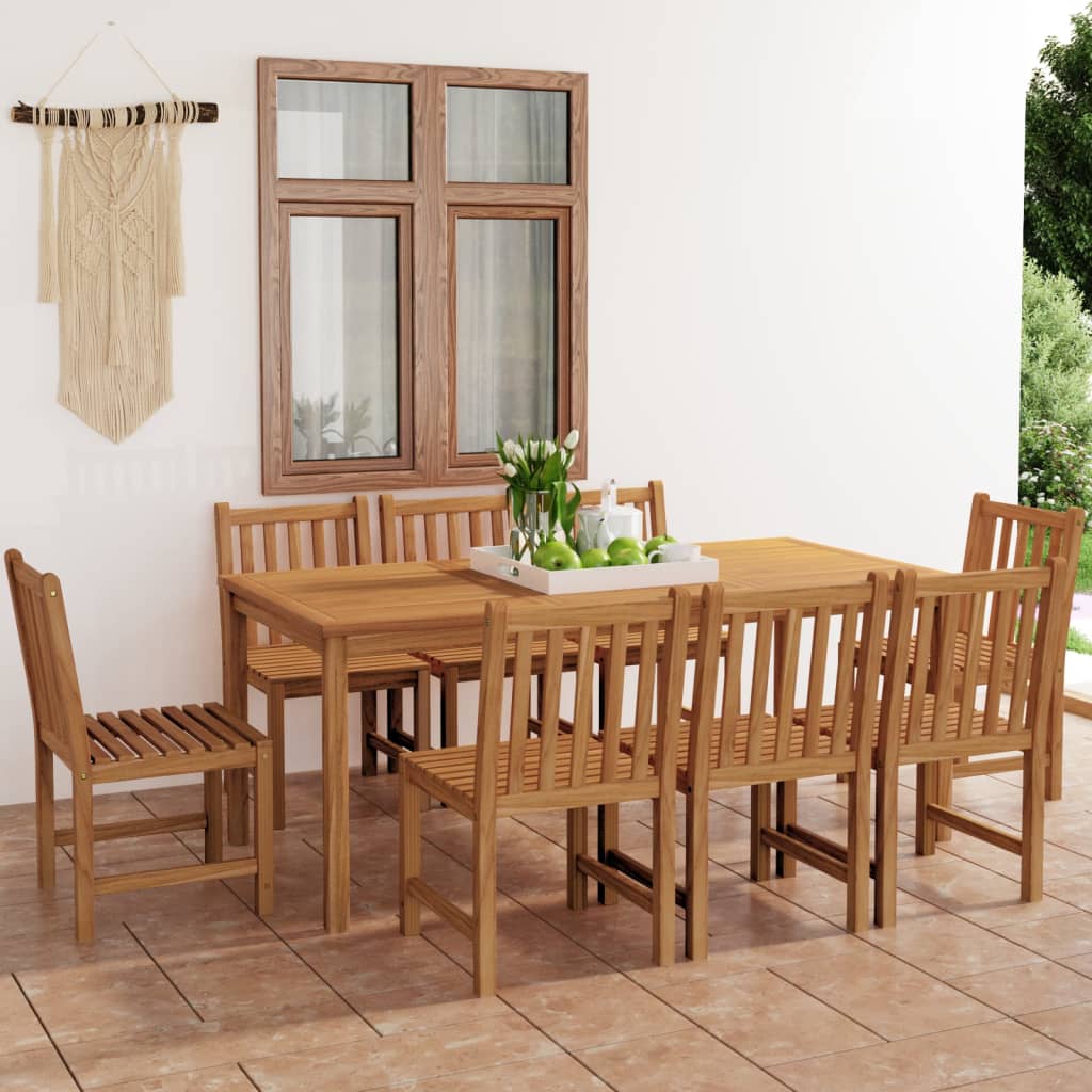 Vidaxl 9-Cz. Garden Furniture Set, Solid Teak Wood