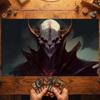 Skull Horned Demon TCG Playmat 35X60CM Dark Red Eye Lich Magic Card Battle Mat Non-Slip Durable Stitched Edge TCG Playmat