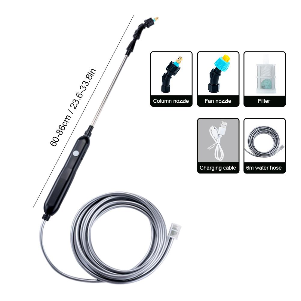 Electric Sprayer USB Rechargeable Lawn Water Sprayer with 2/4 Mist Nozzles Irrigation Sprayer Telescopic Handle for Garden Tool
