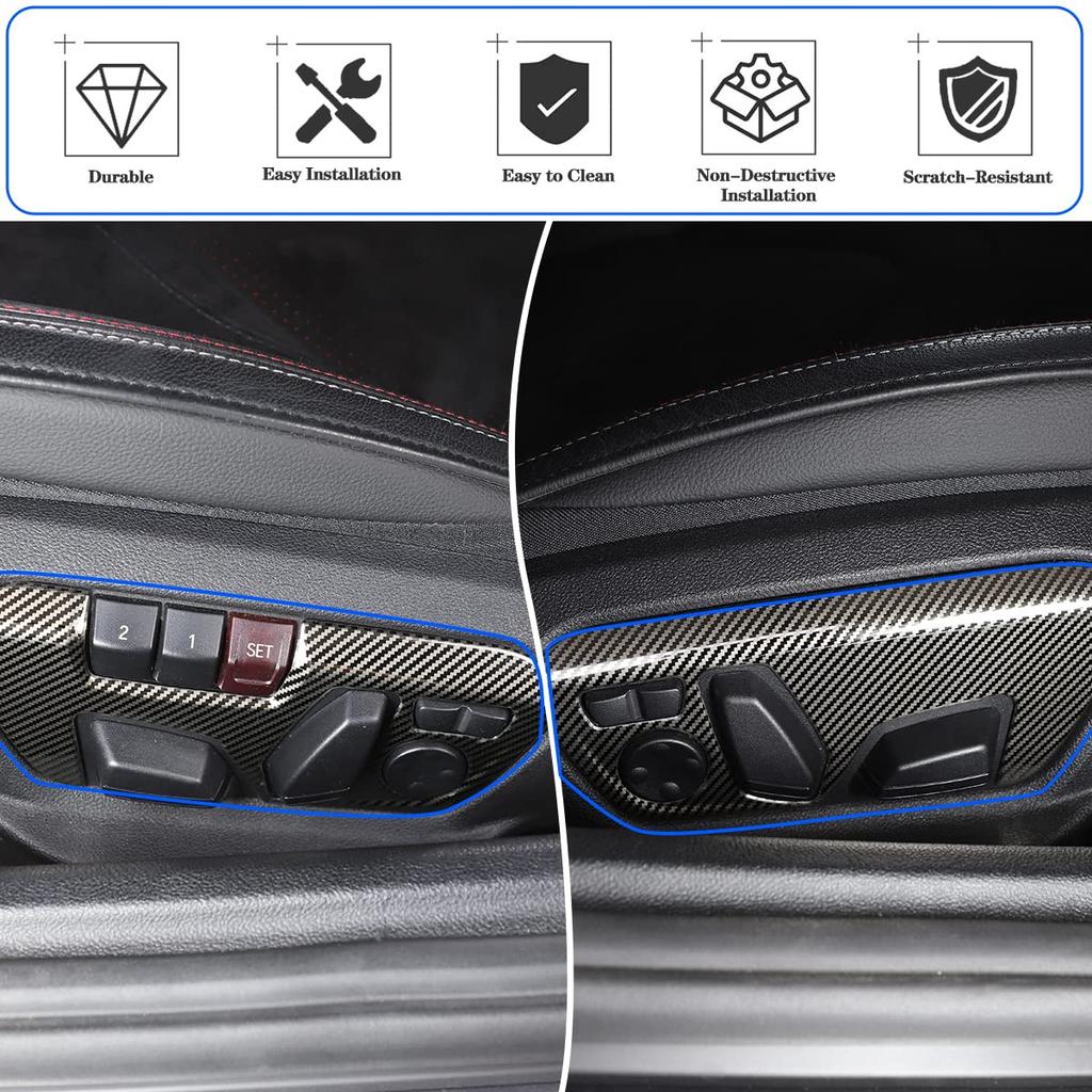Fit for Toyota Supra GR A90 A91 MK5 2018-2022 Seat Adjustment Button Panel Cover Trim, Car Seat Adjustment Switch Panel decor Frame, 2PCS, Carbon
