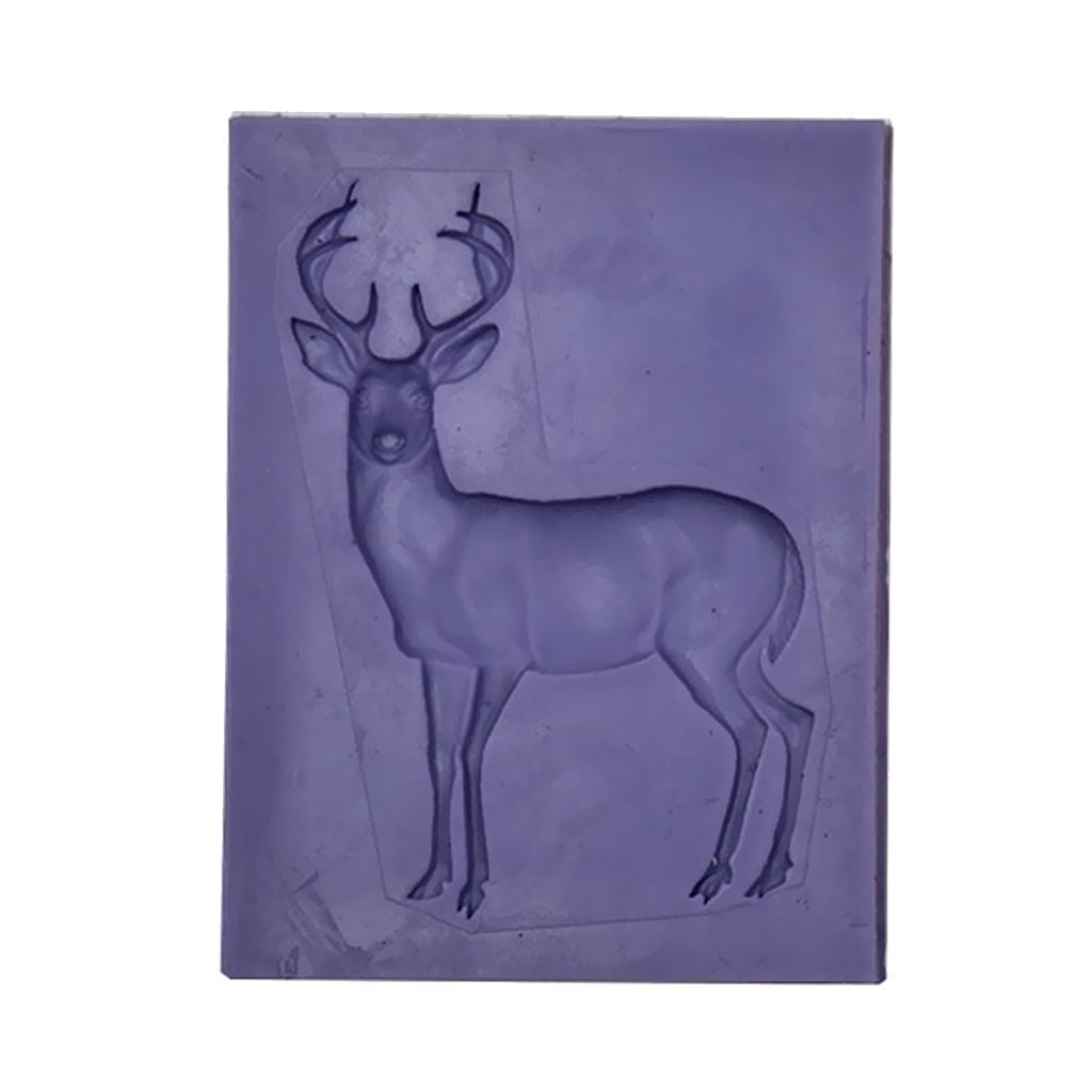 

3D силиконовая форма для рождественского оленя, форма для украшения торта из помадки, мыло, фиолетовая форма