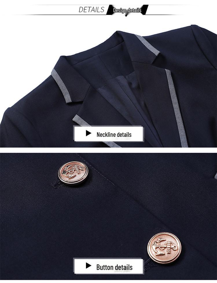 Unisex British College-Style Suit Jacket & Pleated Skirt Set: Stylish, Professional JK Uniform.
