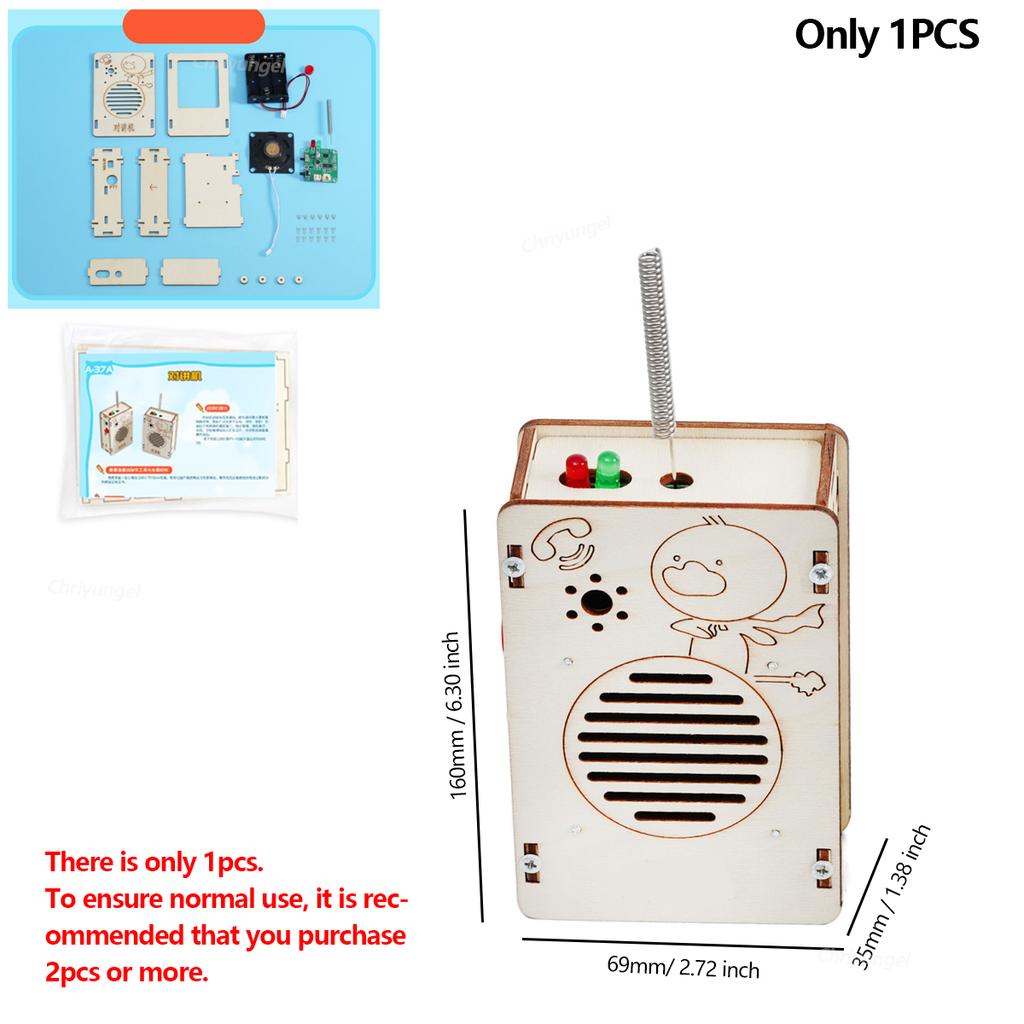 Wooden Walkie Talkie Kit for Kids DIY Wireless Communication Toy STEM Science Educational Project Learning Gift for Kids