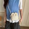 Water Bucket Women Bag Spring Fashion Casual Woven Tote With Drawstring For Daily Use