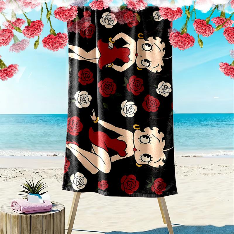 Betty Boop2 Print Beach Towel, Large Soft Quick Dry Towel for Beach Camping Swimming