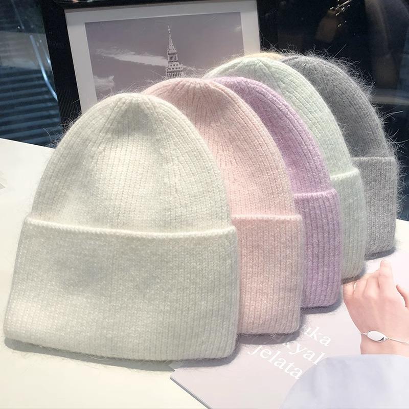 Knitted Rabbit wool Hat for Women In Winter New Style Showing Small Face White Wool Hat for Women In Autumn and Winter Warm and Cold Hat for Women