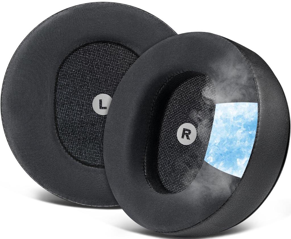 SOULWIT Cooling Gel Ear Pads Compatible with Audeze Maxwell Replacement Ear Cushions with Foam Ear Ice Silk Head Cooling Earmuffs Black Headset,