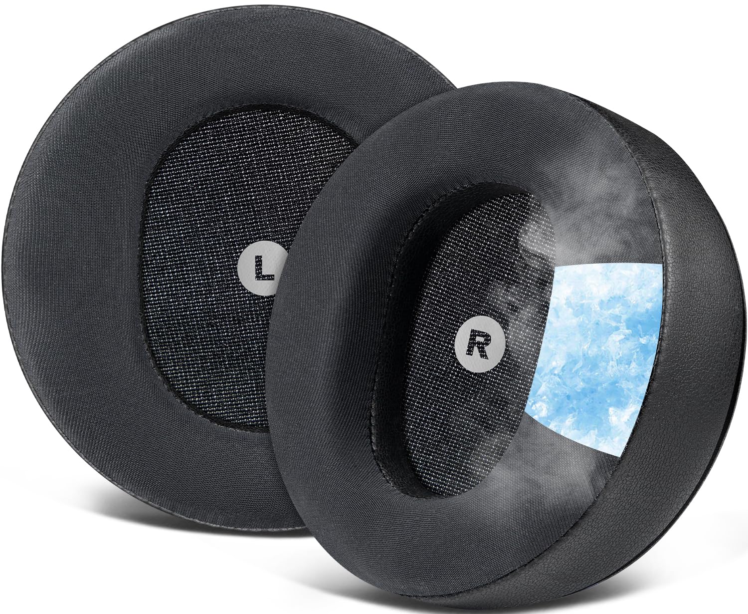 SOULWIT Охлаждающие гелевые амбушюры, совместимые с Audeze Maxwell, сменные амбушюры с пеной, ледяная шелковая накладка для охлаждения головы, черные наушники, чёрный