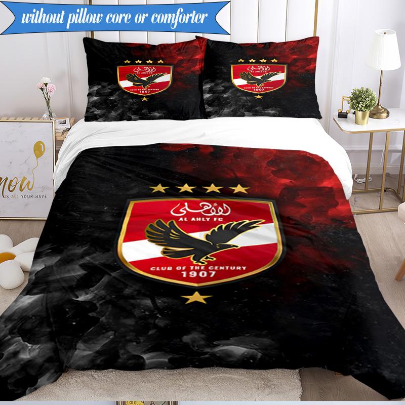 3PCS Ahly Football club Printed Soft Bedding Set,Including 1pc Duvet Cover And 2pcs Pillowcases Perfect for Bedroom, Dormitory, Fan gift