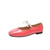 Flats Shoes Women Fashion Flat Single Shoes Women's New Spring and Autumn Bow French Retro Ballet Red Mary Jane Shoes