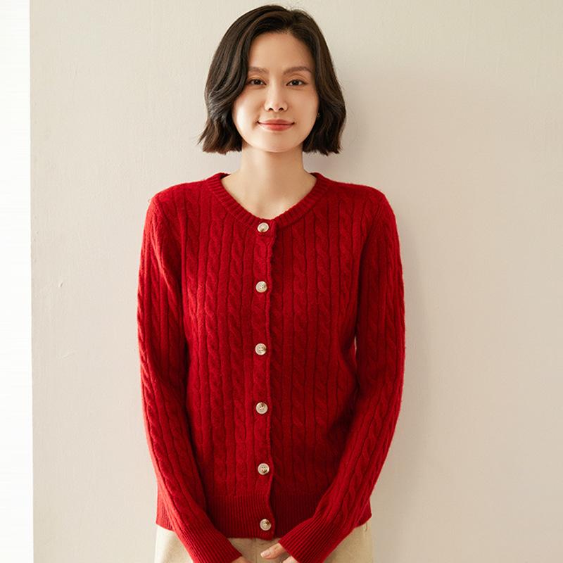 Lauren Chunky Knit Cardigan: Women's Autumn Winter Cashmere Jacket, Round Neck, Simple & Fashionable Sweater.