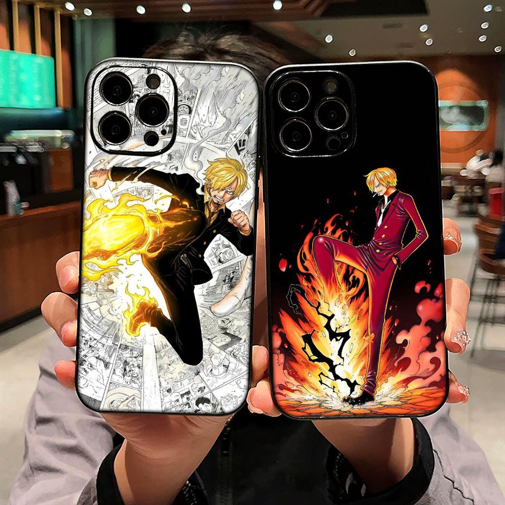 For Apple iPhone 16 15 14 Plus 13 12 Mini 17 Pro Max + 16E Air 16+ ProMax Phone Cover Case Cartoon Sanji ONE PIECE Luffy